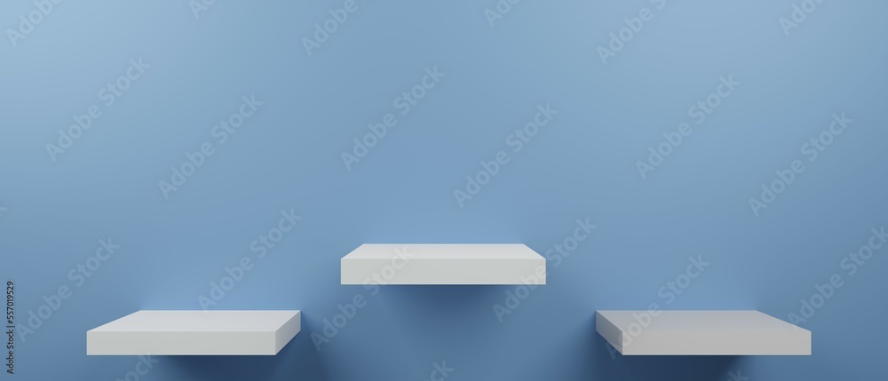 Wall mural podium stick on the wall composition, 3d render, 3d illustration