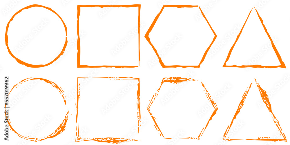 Aufkleber Set of geometric shapes. Stamp with round shape and splash element. Geometric frames set.