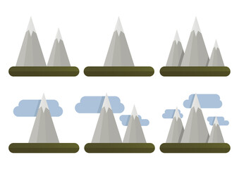 Set of different variants of mountains geometric simple vector illustrations