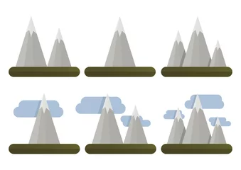 Fotobehang Bergen Set van verschillende varianten van bergen geometrische eenvoudige vectorillustraties