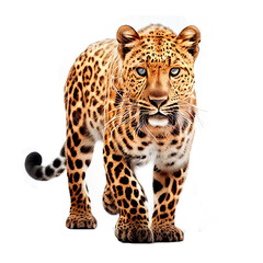 AI generative portrait of a leopard in front of white background
