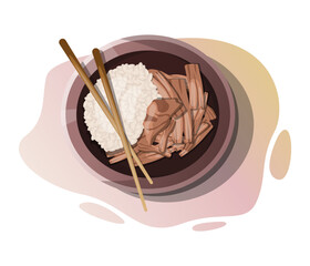 Asian dish - rice with chicken breast pieces