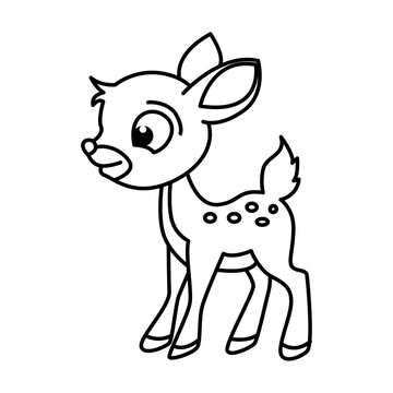 Cute deer cartoon characters vector illustration. For kids coloring book.