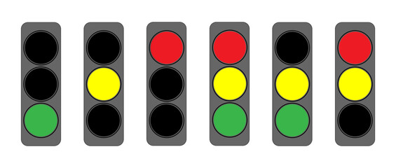 four traffic lights in different variations