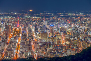 Fototapeta premium 北海道 札幌 大倉山ジャンプ競技場 夜景 都市景観