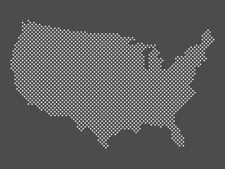 United states of america map dot on gray background.  Dotted map of USA. Vector eps10.
