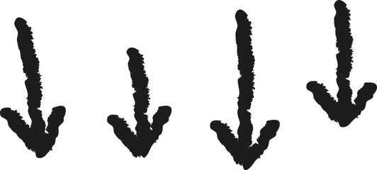 Rough scribble four arrow pointing down black 