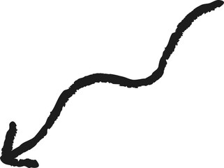Rough scribble wavy arrow black 