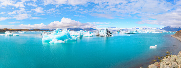 The Glacier Lagoon Jökulsarlon in Iceland - Vatnajoekull glacier in Iceland deep blue ice