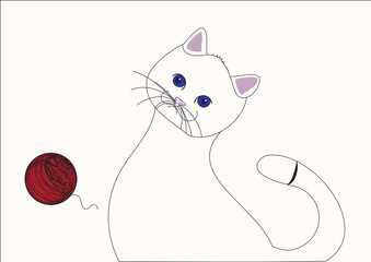 cat with a yarn ball