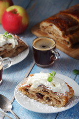 Traditional Austrian strudel with apples