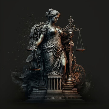 Greek goddess Themis. Concept of equality in justice. Generative AI.