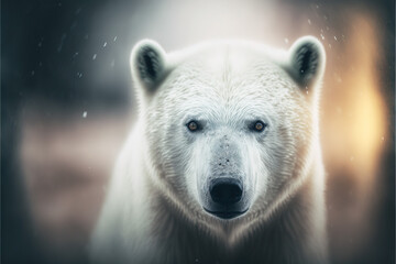 Obraz na płótnie Canvas portrait of a bear in snowy nature created with generative ai technology