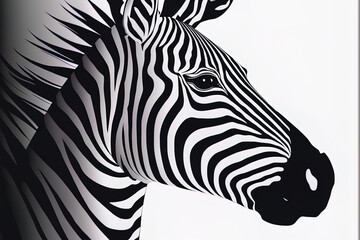 Fototapeta na wymiar cartoonish zebra head in a cute pose. Generative AI