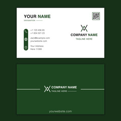 Simple green and white business card template