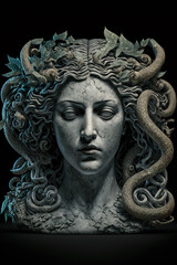 Fototapeta premium medusa gorgon, dark fantasy, statue, art illustration