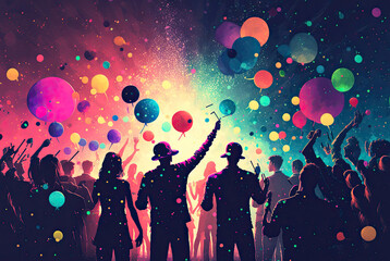 Dancing into the New Year,holidays background	
,people dancing in the nightclub,crowd of people dancing in the nightclub