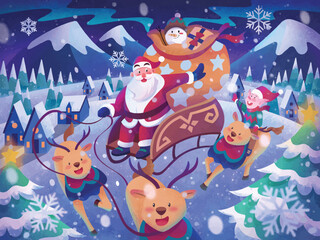 merry christmas and happy new year christmas celebration postcard website illustration