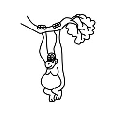 Cute monkey cartoon characters vector illustration. For kids coloring book.