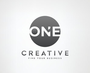 One 1 Negative space logo design vector templates