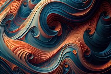 Fototapeta premium Pattern wave. AI generated art illustration.
