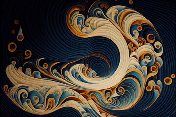 Pattern wave. AI generated art illustration.