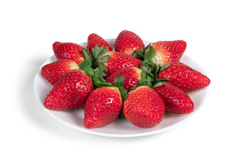 plate of strawberries isolated on the white background