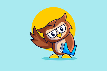 a cute owl who brought books to school. School Education Illustration