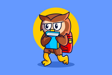 a cute owl who brought books to school. School Education Illustration