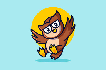 a cute owl who brought books to school. School Education Illustration