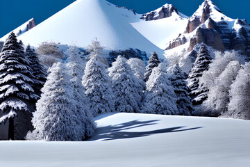 image made by artificial intelligence An image of a mountain covered in snow, symbolizing the strength and beauty of nature.