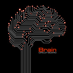 Abstract technological brain with circuit board. Vector illustration