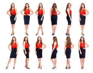 Obraz premium Collage sexy models in black skirt and red blouse