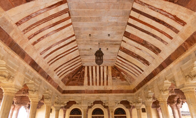 Interior architecture of historic Amber fort in Jaipur, India.