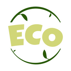 emblem of plant eco-product in two green colors
