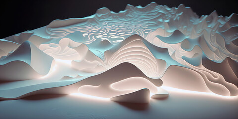 glowing surface in pastel colours with openwork pattern, generative ai fantasy illustration - obrazy, fototapety, plakaty