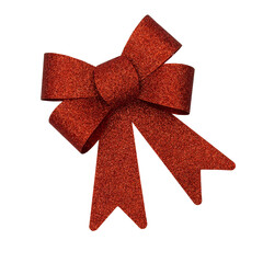 Red shiny gift ribbon on transparent background