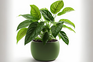 Potted plant in green, isolated on a white backdrop. Generative AI