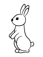 Obraz premium Adorable rabbit outline icon. Cute bunny line art sketch. 2023 year symbol. Chinese New Year of the rabbit. Cute Easter bunny logo spring animal sign. Hare silhouette ink stroke on white background.