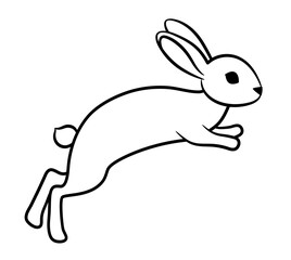 Pudgy rabbit outline icon. Cute bunny line art drawing. 2023 year symbol. Chinese New Year. Rabbit silhouette black stroke on white background. Year of the rabbit. Cute bunny logo spring animal sign.