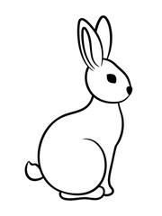 Rabbit line art icon. Cute bunny outline drawing. 2023 year symbol. Chinese New Year. Rabbit silhouette black ink stroke on white background. Year of the rabbit. Cute bunny logo spring animal sign.
