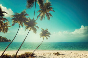 Fototapeta na wymiar Beautiful serene tropical beach landscape (Generative AI)