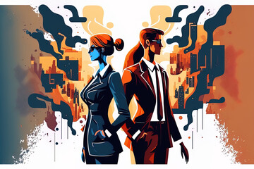 partnership business concept Character design for businessmen and businesswomen. Generative AI