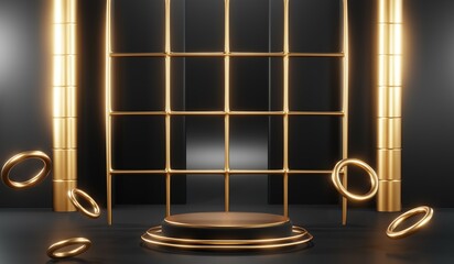 3D rendering of blank product background for cream cosmetics Modern black podium background