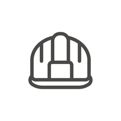 Construction helmet icon. A simple image of a standard helmet to protect the builders head. Linear vector on a white background.