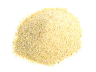 Lentil flour heap isolated on white background.