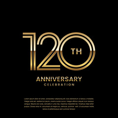 120 year anniversary celebration. Anniversary logo design with double line concept. Logo Vector Template Illustration