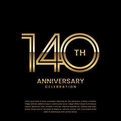 140 year anniversary celebration. Anniversary logo design with double line concept. Logo Vector Template Illustration