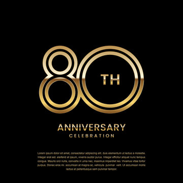 80 year anniversary celebration. Anniversary logo design with double line concept. Logo Vector Template Illustration