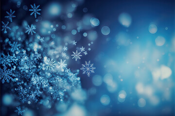 abstract blue winter background, Christmas decoration. Copy space, banner, space for text